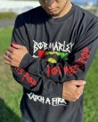 画像3: 送料無料 BOB MARLEY × POT MEETS POP / Catch A Fire 長袖Tシャツ ブラック (3)