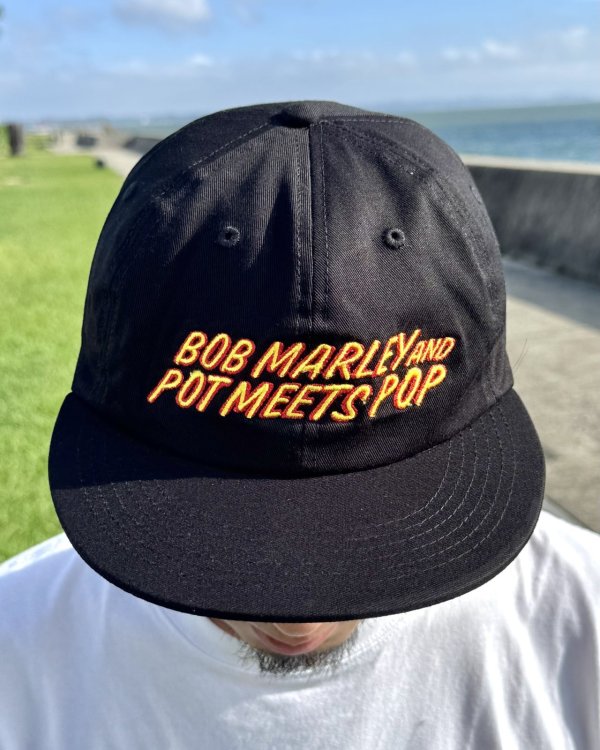画像3: 送料無料 BOB MARLEY × POT MEETS POP / Live 6パネル スナップバックキャップ ブラック (3)