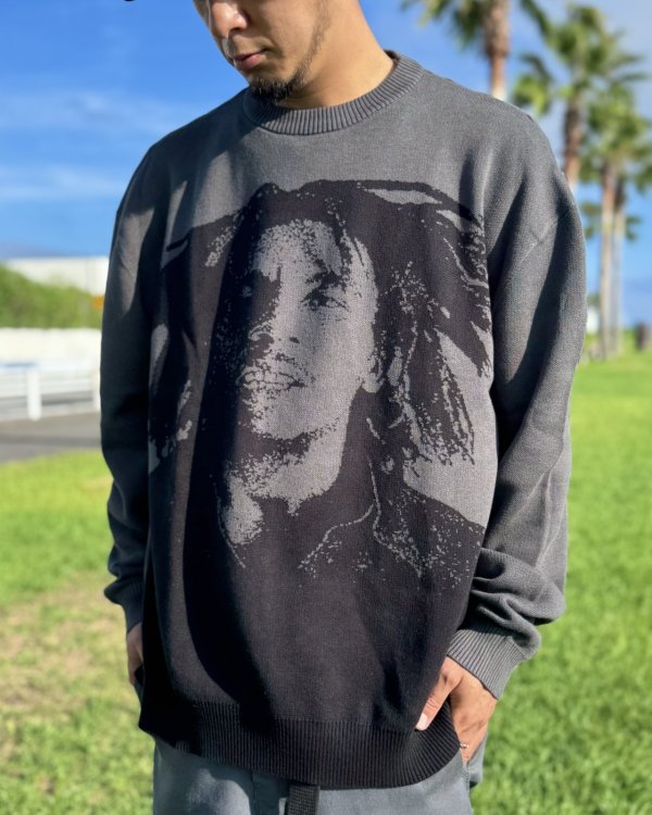 画像5: 送料無料 BOB MARLEY × POT MEETS POP / Natty Dread ニットセーター グレー (5)