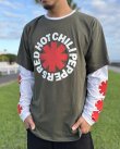 画像4: 送料無料 RED HOT CHILI PEPPERS / Classic Asterisk 長袖Tシャツ GREEN/WHITE (4)