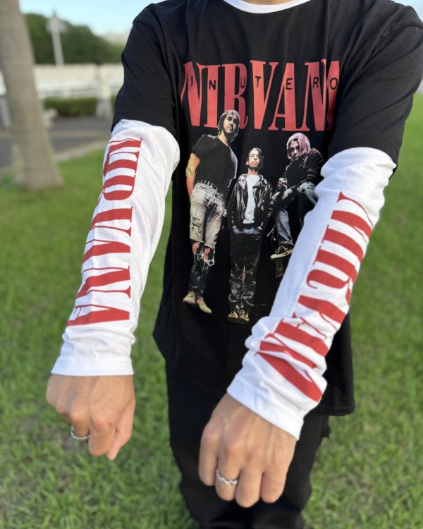 画像6: 送料無料 NIRVANA / In Utero Band Photo 長袖Tシャツ BLACK/WHITE (6)