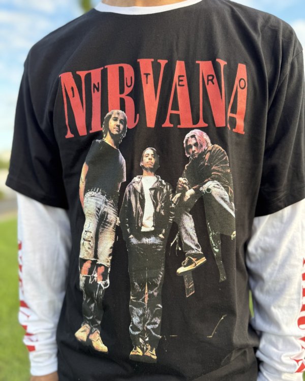 画像3: 送料無料 NIRVANA / In Utero Band Photo 長袖Tシャツ BLACK/WHITE (3)