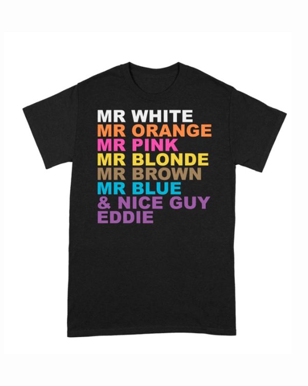 画像1: 10月19日23:59分締切 予約注文 送料無料 Reservoir Dogs / Quentin Tarantino Mr. Orange Pink Brown Blue and Nice Guy Eddie Tシャツ ブラック (1)