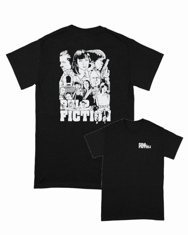 画像1: 10月19日23:59分締切 予約注文 送料無料 Pulp Fiction / Quentin Tarantino Cartoon Characters Tシャツ ブラック (1)