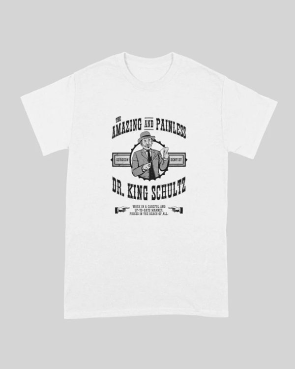 画像1: 10月19日23:59分締切 予約注文 送料無料 Django Unchained / Quentin Tarantino Dr. King Schultz Django Tシャツ ホワイト (1)