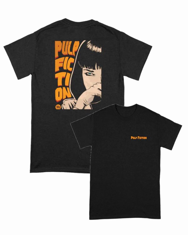 画像1: 10月19日23:59分締切 予約注文 送料無料 Pulp Fiction / Quentin Tarantino Mia Wallace Tシャツ ブラック (1)