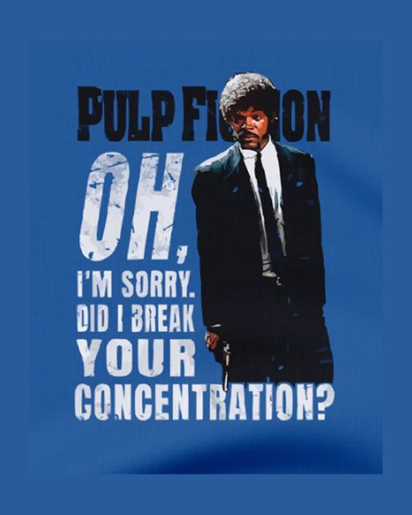 画像2: 10月19日23:59分締切 予約注文 送料無料 Pulp Fiction / Quentin Tarantino Jules "Did I Break Your Concentration?" Tシャツ ブルー (2)