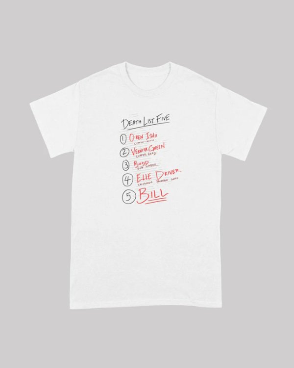 画像1: 10月19日23:59分締切 予約注文 送料無料 KILL BILL / Quentin Tarantino Death List Five Tシャツ ホワイト (1)