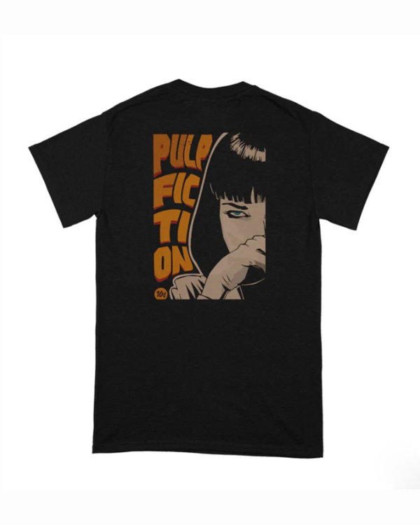 画像2: 10月19日23:59分締切 予約注文 送料無料 Pulp Fiction / Quentin Tarantino Mia Wallace Tシャツ ブラック (2)