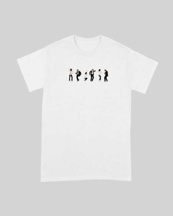 画像1: 10月19日23:59分締切 予約注文 送料無料 Pulp Fiction / Quentin Tarantino Let's dance! Tシャツ ホワイト (1)