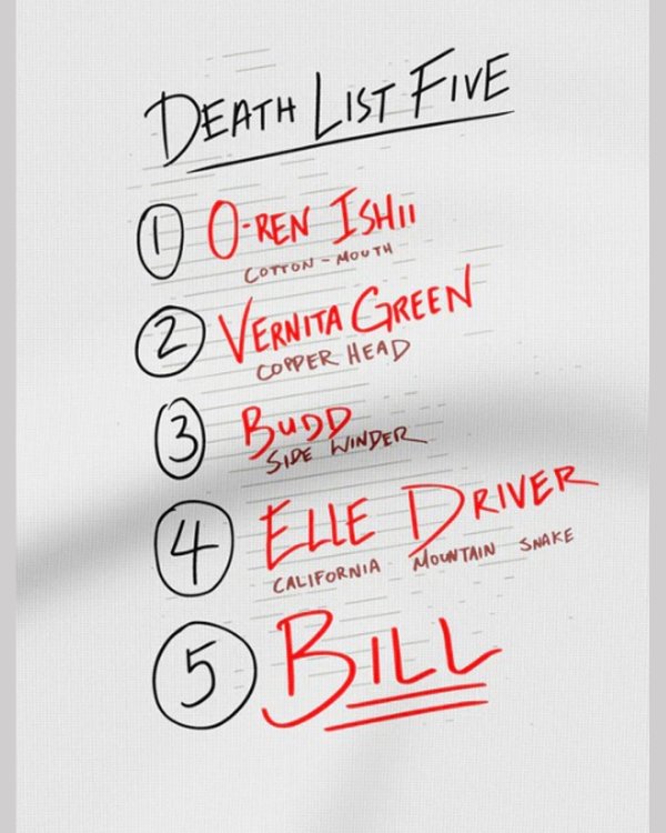 画像2: 10月19日23:59分締切 予約注文 送料無料 KILL BILL / Quentin Tarantino Death List Five Tシャツ ホワイト (2)