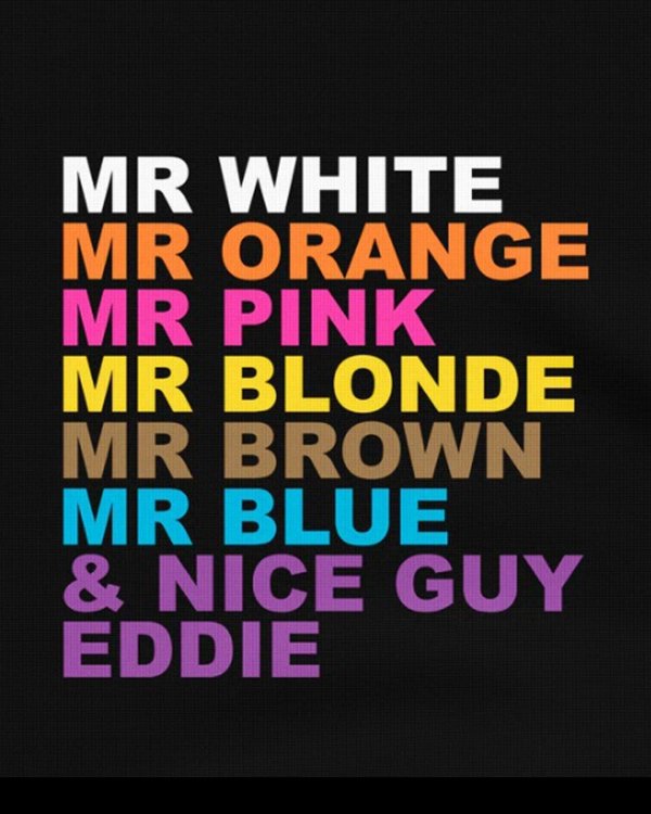 画像2: 10月19日23:59分締切 予約注文 送料無料 Reservoir Dogs / Quentin Tarantino Mr. Orange Pink Brown Blue and Nice Guy Eddie Tシャツ ブラック (2)