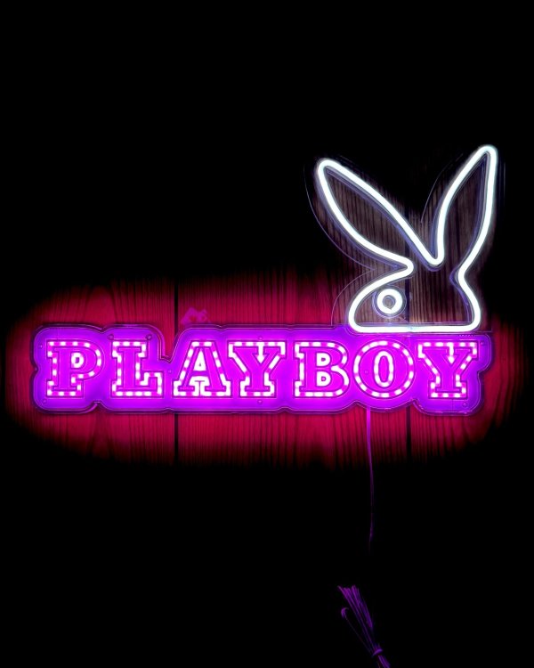 画像1: 送料無料 在庫1個のみ PLAYBOY / NEON LED Light Up Sign Rabbit Head & Logo (1)