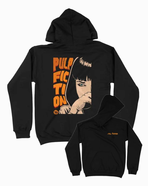 画像1: 10月19日23:59分締切 予約注文 送料無料 Pulp Fiction / Quentin Tarantino Mia Wallace プルオーバーパーカー ブラック (1)