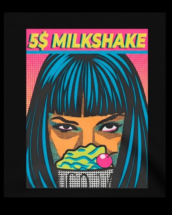画像2: 10月19日23:59分締切 予約注文 送料無料 Pulp Fiction / Quentin Tarantino 5 Dollar Milkshake スウェット ブラック (2)