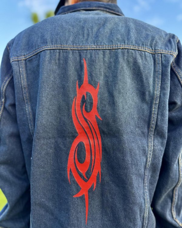 画像11: 送料無料 SLIPKNOT / Tribal Logo デニムジャケット (11)
