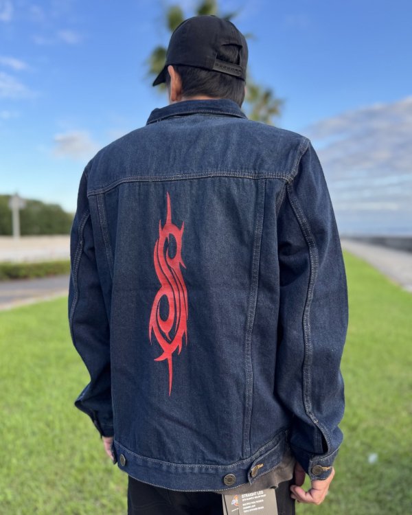 画像8: 送料無料 SLIPKNOT / Tribal Logo デニムジャケット (8)