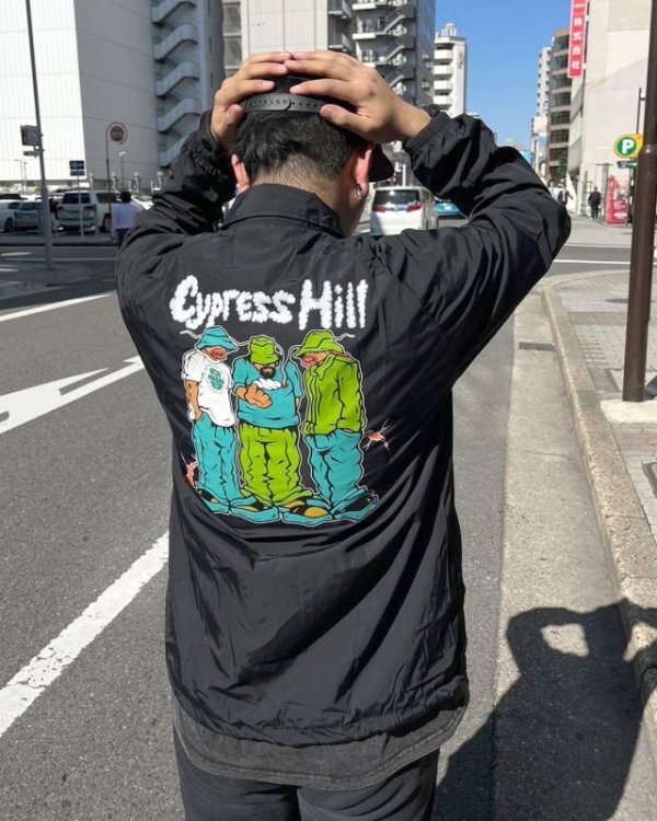 画像2: 送料無料 L、XLサイズ各1枚づつで終了 CYPRESS HILL x POT MEETS POP / Blunted コーチジャケット BLACK (2)