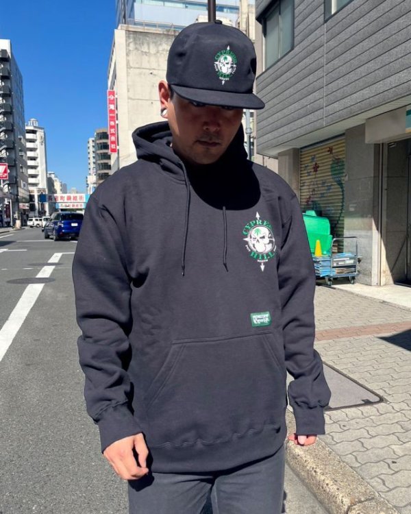 画像9: 送料無料 Lサイズラスト1枚で終了 CYPRESS HILL x POT MEETS POP / Skull & Compass プルオーバーパーカー BLACK (9)