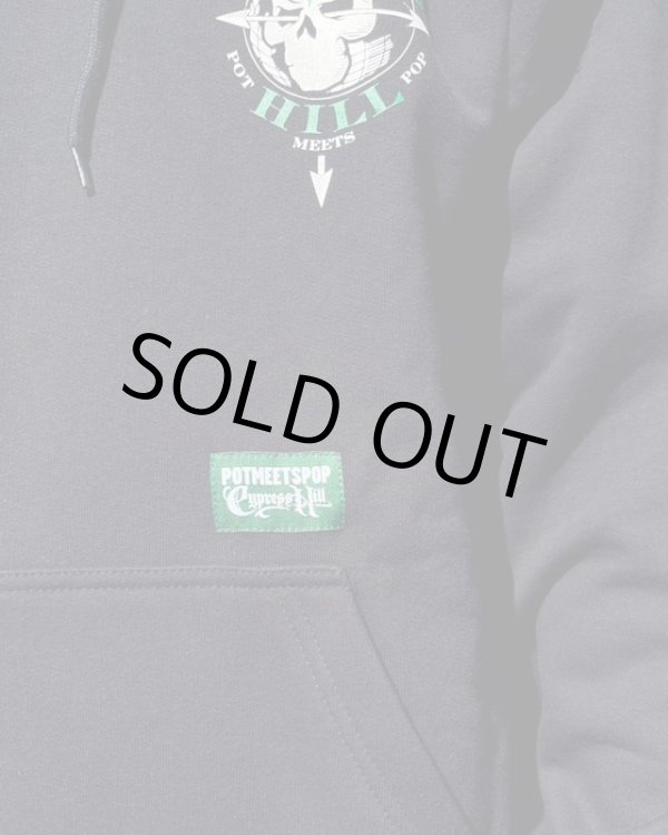 画像11: 送料無料 Lサイズラスト1枚で終了 CYPRESS HILL x POT MEETS POP / Skull & Compass プルオーバーパーカー BLACK (11)