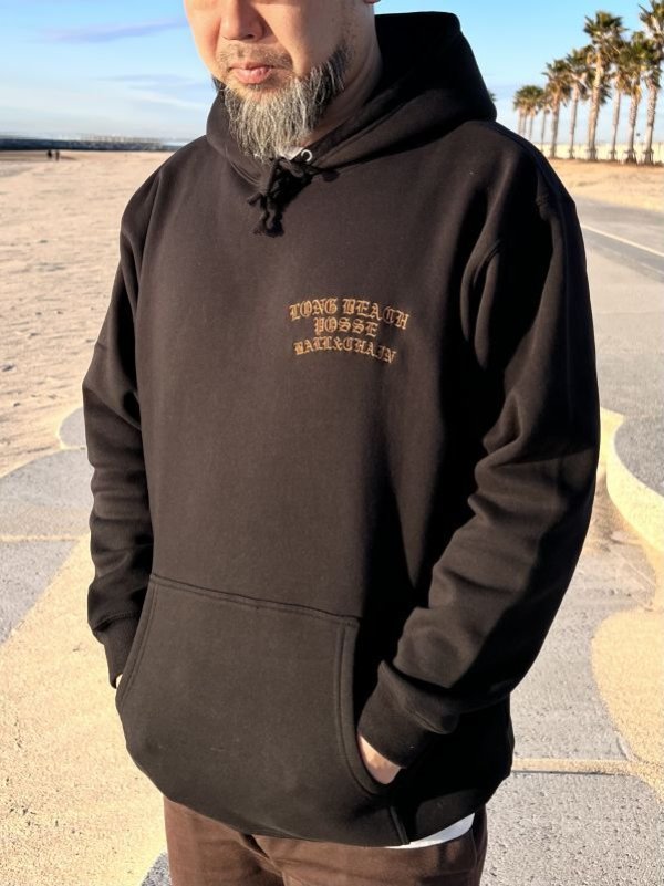 画像2: 送料無料 FUCKIN' MELLOW CLOTHING / Long Beach Posse プルオーバーパーカー BLACK/BROWN (2)